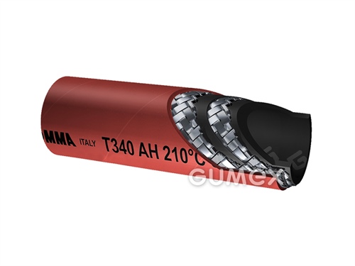 Hadica na paru T340 AH, 13/23mm, para: 18bar, +210°C, voda: 55bar, +120°C, -0,8bar, vodivá, EPDM/EPDM, 2x oceľová špirála, červená